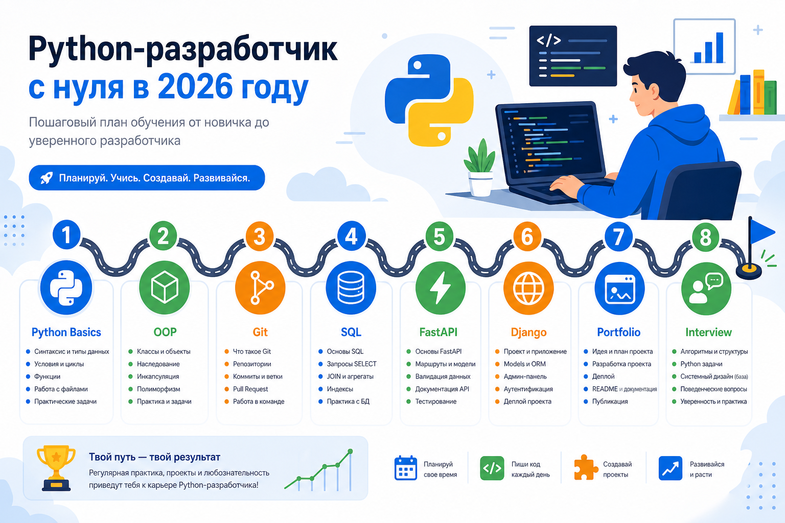 Как стать Python-разработчиком с нуля в 2026 году