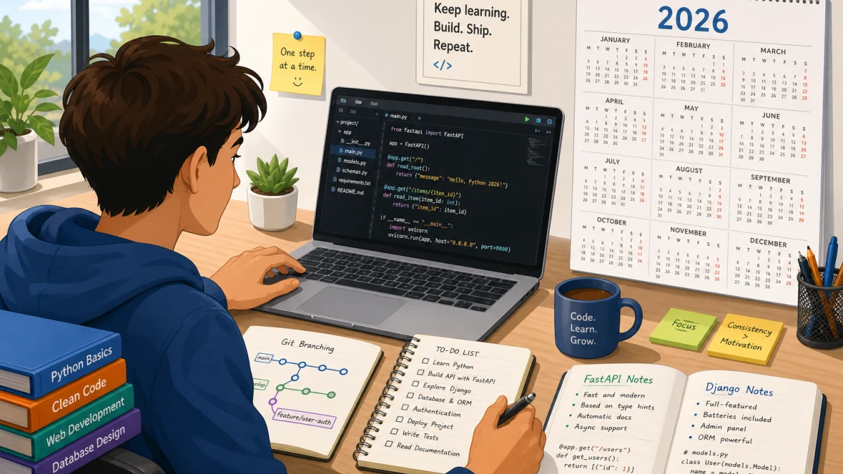 Python с нуля в 2026 году: пошаговый план обучения от первой строчки кода до первого оффера